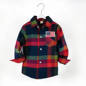 

Cross Border for CHILDREN'S Shirt Cartoon Tops Wholesale Plaid Shirt Small Coat-a Generation of Fat