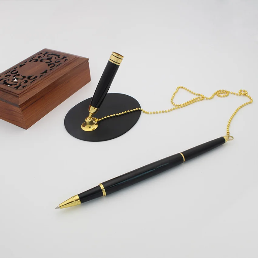 Black Metal Desk Rope Ballpoint Pen Signature Pen Fixed Bank Counter Learn Office Stationery