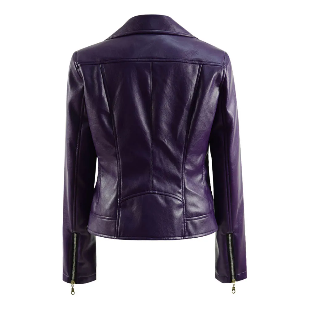 Cosdaddy Celeste Purple Jacket Cosplay Costume Women PU Jacket Motorcycle Zipper Coat