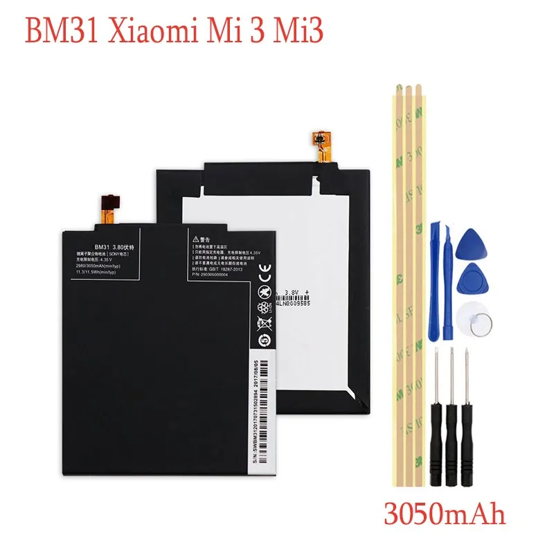 BM47 BM46 BM31 BM3A BM51 для Xiao mi Red mi 3/3 S/3X/4X Red mi Note 3 3 Pro/mi 3/mi Note 3/mi Max 3 Аккумулятор+ Инструменты - Цвет: BM31 For Mi3 Mi 3