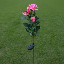 Цветок Открытый Декор вечерние Кол водонепроницаемый Led Газон Двор Путь пейзаж искусственная Роза Солнечный свет сада патио