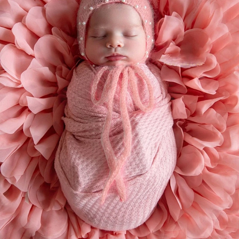 Newborn Baby Knitted Swaddle Wraps Receiving Blanket Infants Toddler Photography Props Photo Shooting Accessories 4