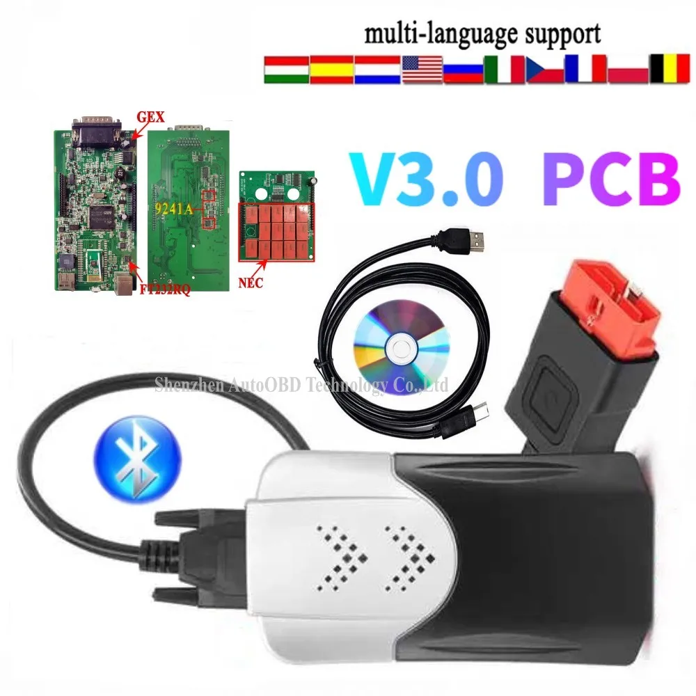 Качество A + новый vci V3.0 PCB 2018.R0 V3 с новыми реле лучший чип для Delphis vd ds150e cdp Bluetooth tcs