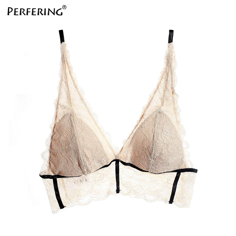 Perfering Bralette пуш-ап кружевной бюстгальтер для женщин Бюстгальтер BH без косточек сексуальное нижнее белье Глубокий V красота сзади стиль - Цвет: Beige