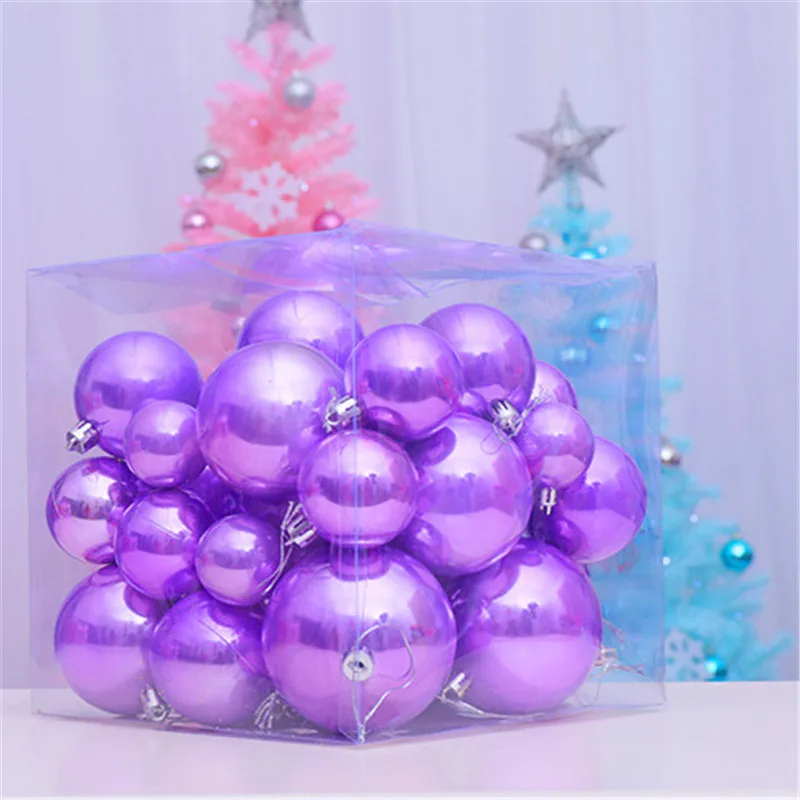37 pcs/ Lot Ball Christmas Tree Pendant Window Decoration Hanging Ball Ornament Dress Up Pearl BallHome Christmas Decoration - Цвет: Сливовый