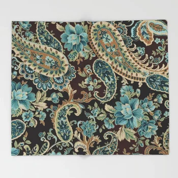 

Sherpa Throw Blanket Paisley Art Design Brown Turquoise Fleece Blanket Super Soft Plush Blanket 150x200 Blankets for Beds