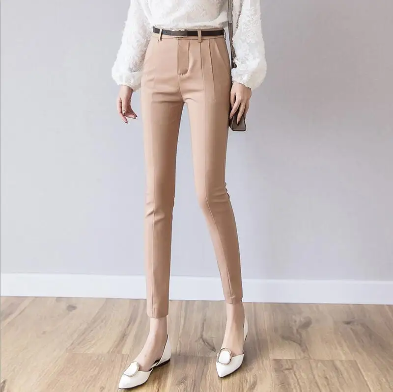 Kahki Брюки женские новые капри длиной до щиколотки женские леггинсы Pantalon Femme рабочая одежда тонкие с высокой талией эластичные повседневные женские брюки - Цвет: Kahki