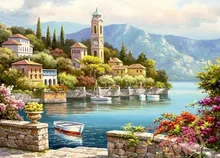 

Sea View Room 5D Diamond Painting Full Drill Kits for Adults Colorful Cities DIY Diamond Embroidery Full Drill for Home Decor