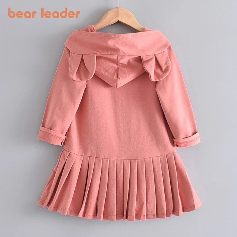 Girls Dress Blouse Children Clothing Long-Sleeve Bear Leader Hooded Rabbit-Ears New-Brand