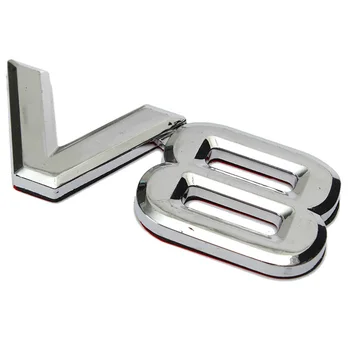 

1pcs 3D Car Badge Decal Chrome Silver Auto Motor V8 Emblem Logo Sticker Car Rear Emblem Decal Badge Sticker 7.5x3.5cm