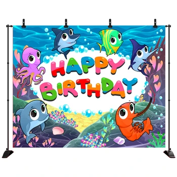 

Acejoker Birthday Party Backdrop Under the Sea Baby Shower Photoshoot Video Background Vinyl Photography