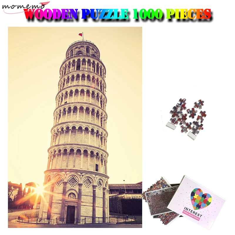 

MOMEMO The Leaning Tower of Pisa Jigsaw Puzzle Italy Building Landscape Wooden Puzzle 1000 Pieces for Adult Assembling Toy Gifts
