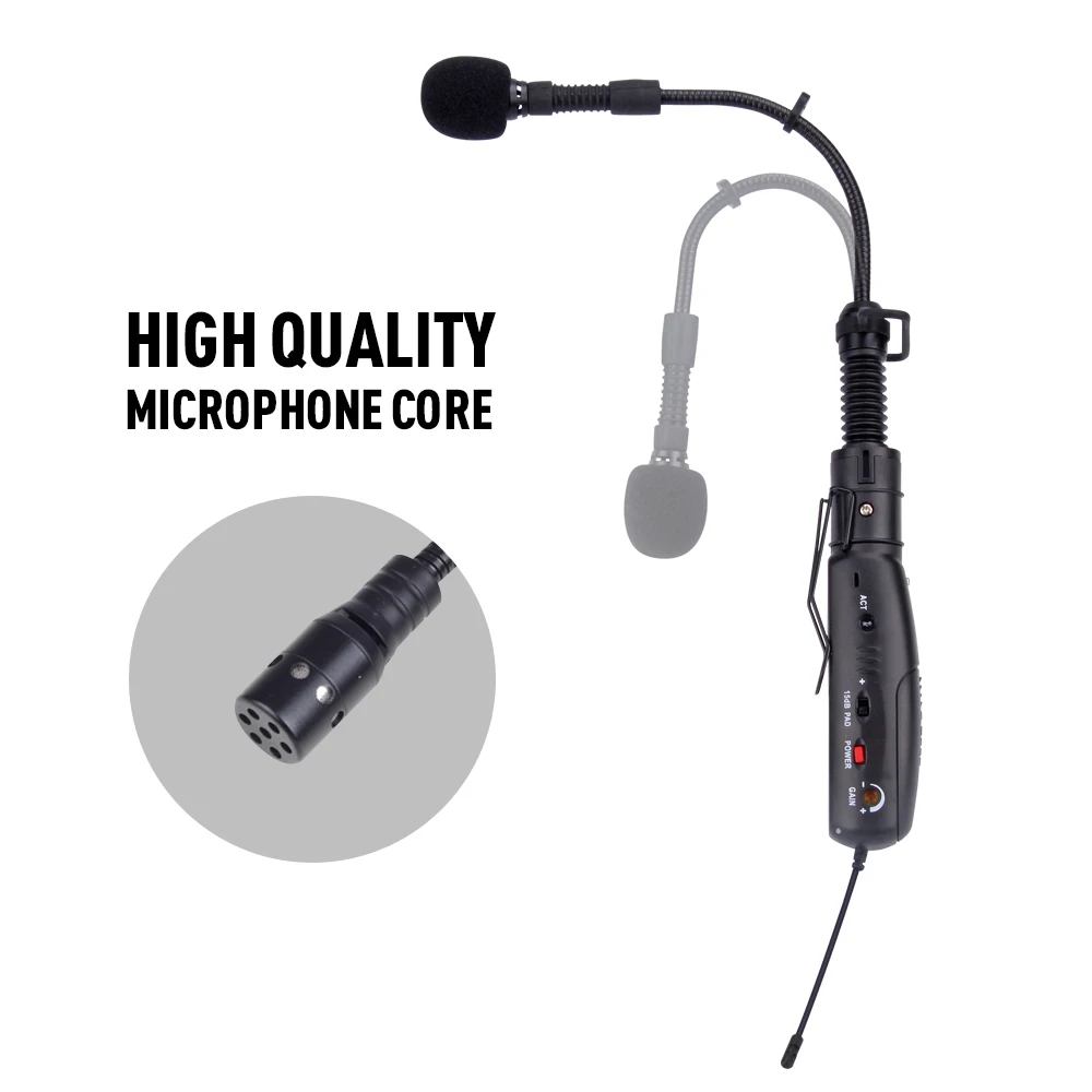 Portable UHF Instrument Wireless Microphone System
