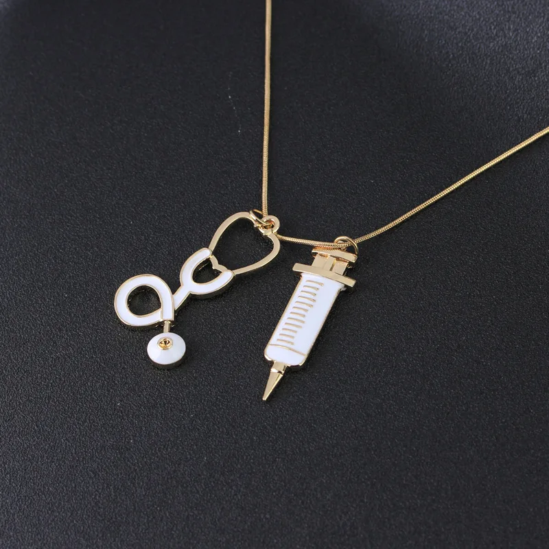 ZRM Doctor Medical Stethoscope Syringe Necklace Women Nurses