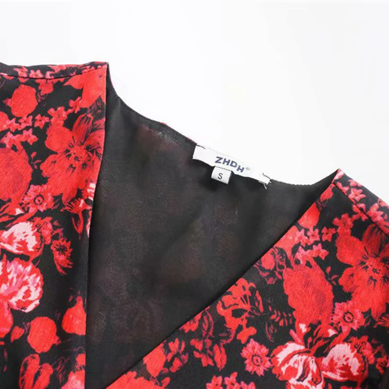 Женское платье с принтом ZA весенне осеннее длинное праздничное V образным