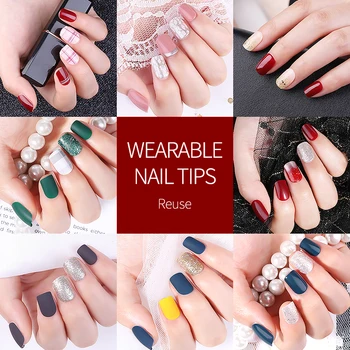 

Hot sale 30pcs/box Designed False Nail Artificial Tips for Decorated Press On Fake Nails Art Extension Stiletto Tips with Glue