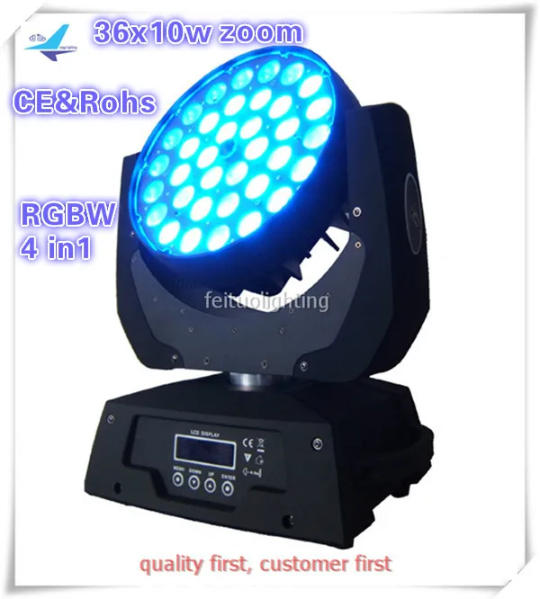 E-1x DMX 16CH Led 36x10 Вт объектив с переменным фокусным расстоянием мыть подвижный светильник RGBW 4in1 DJ ступенчатое устройство
