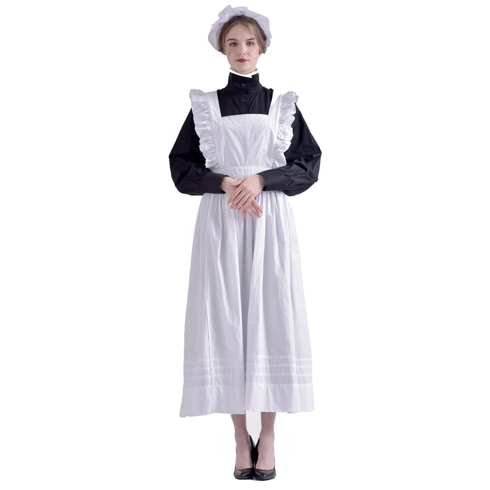 

Victorian Dress Apron Costume Adult Women Vintage Chemise British Style Housekeeper American Maid Cosplay