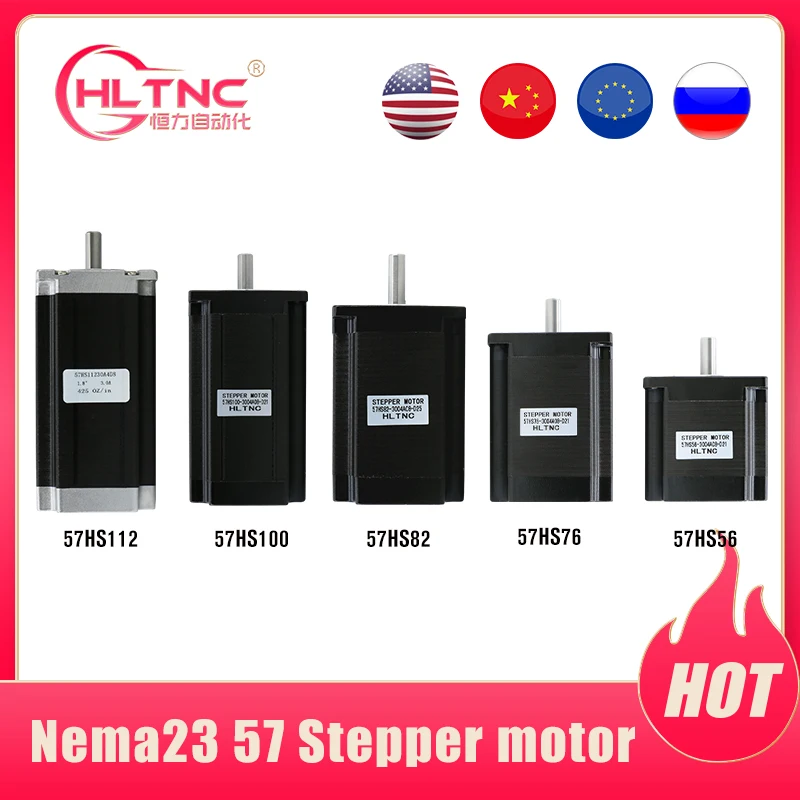 HLTNC EU / RU склад Nema23 1 2/2/2.2/2.5/3N.m 56 76 82 100 112 мм шаговый двигатель для 3D printe CNC