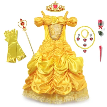 

Girls Belle Princess Birthday Fancy Dress Wedding Party Dress for Girl Ball Gowns Kids First Communion Children Clothing