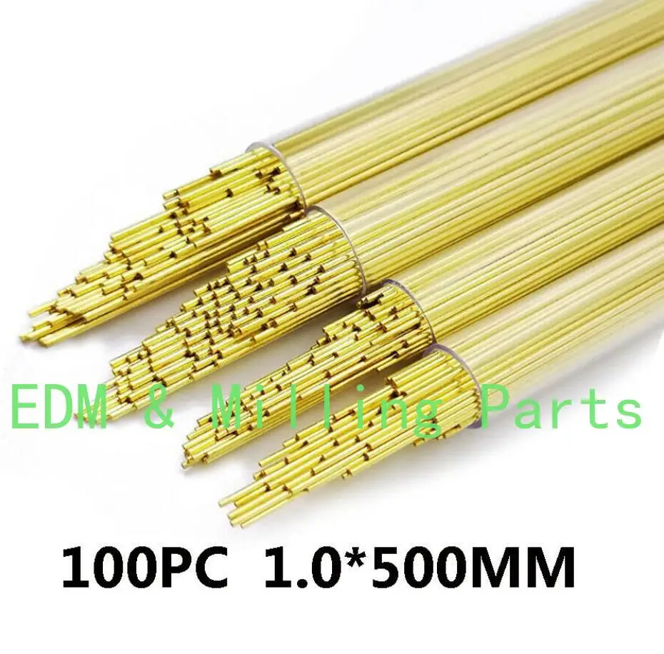 

100PCS CNC OD 1.0MMX500MM Brass Electrode Single-Channel Tube EDM Drilling Machine For EDM Puncher Mill Part