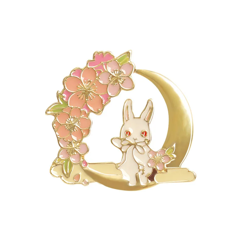 

Cute cartoon animal rabbit enamel pins metal women brooches accesorios mujer flower moon shirt bag lapel pin badge gift jewelry