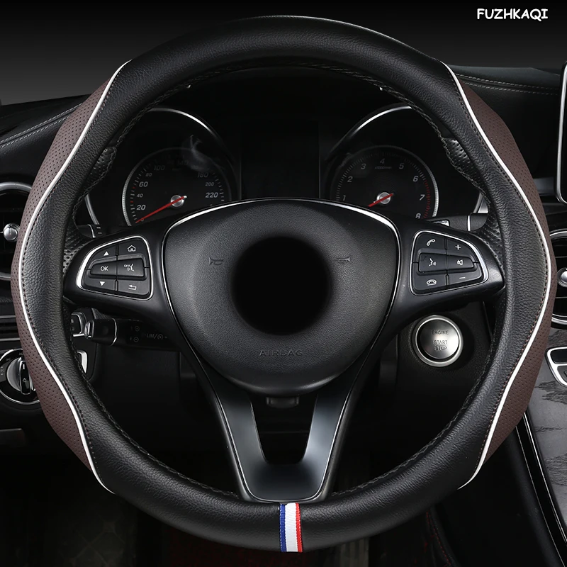 FUZHKAQI Leather Car Steering Wheel Cover For Isuzu D Max Trooper Rodeo