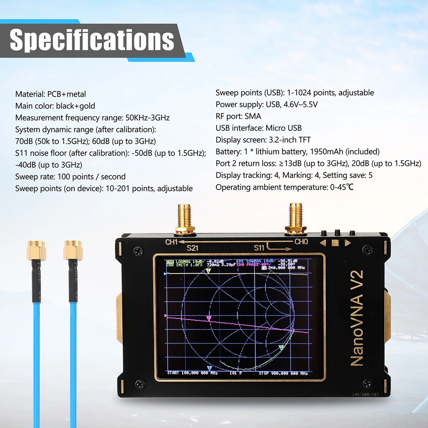 SNP File Download Vector Network Analyzer 50K300MHz HF VHF UHF Antenna