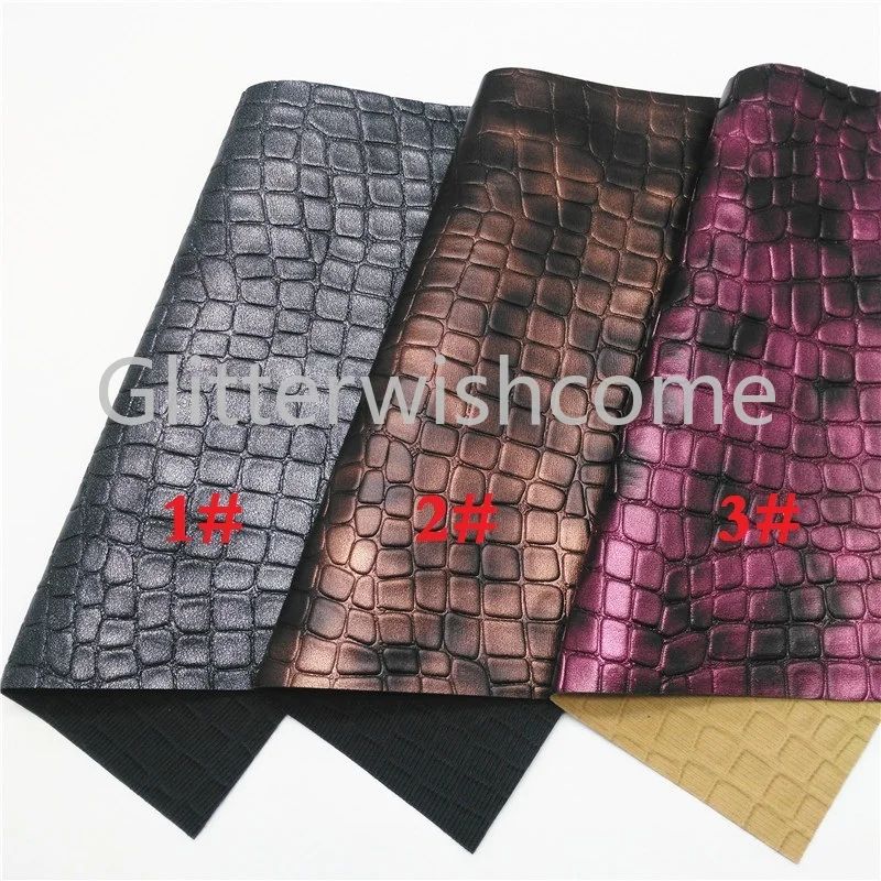 Glitterwishcome 21X29 см A4 размер винил для бантов металлик Крокодил зерна Синтетическая кожа искусственная кожа листы для бантов, GM708A