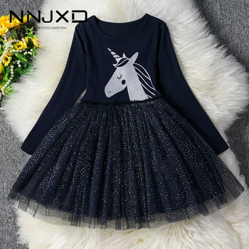 

Baby Girls Unicorn Dress Autumn Winter Long Sleeves Kids Dresses For Girls Princess Dress Casual Wear 3-8yrs Children's Clothing