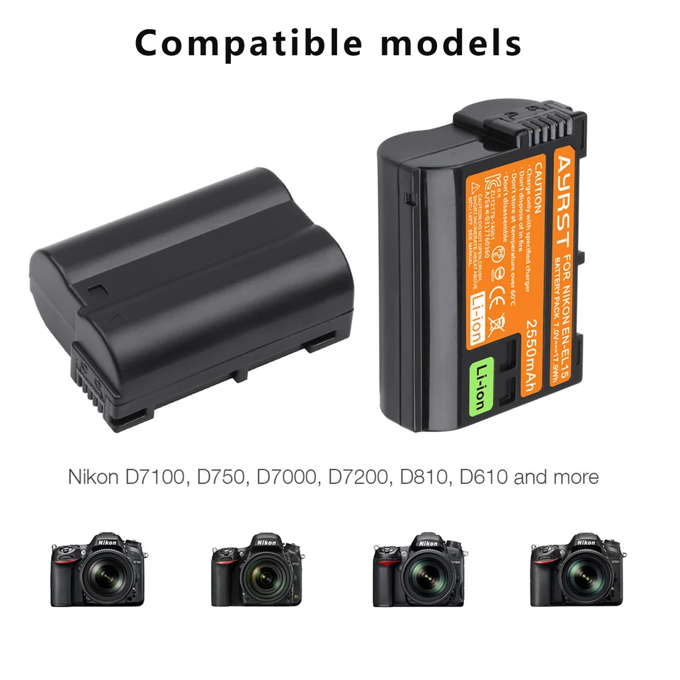 Ring Battery Nikon Z6ii Hisewen 2Pack EN-EL15C - Batería Y Cargador Para Nikon D850, D750, D810, D7500, Z6, Z6 II, Z6III, Z7, Z7II, Z8, D7200, D7100, D7000, 1V1, D500, D600, D610, D610