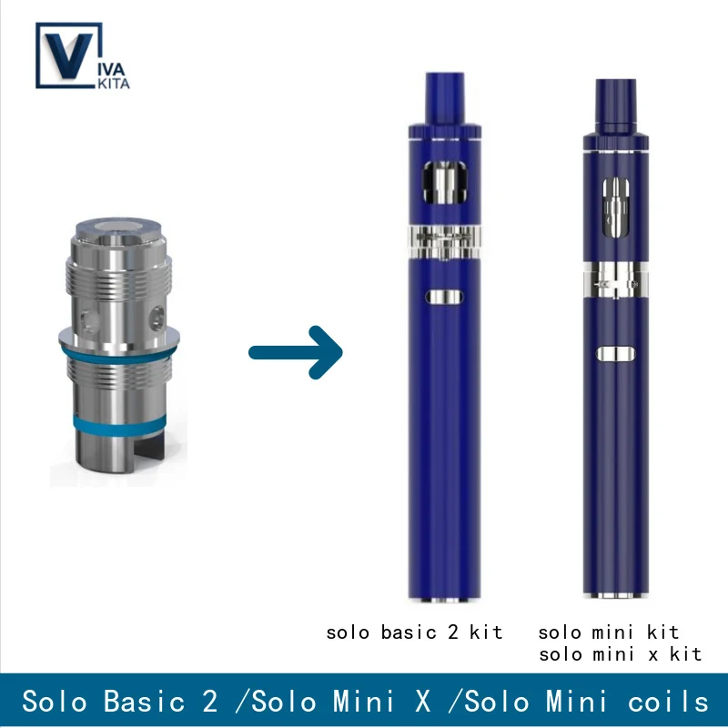 Vaptio Solo Coil atomizer head Vape replacement coils for Solo Basic 2 /Solo Mini /Solo Mini X Kit 0.5ohm Silver 5 pcs/pack