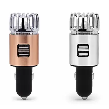 

12V Dual USB 2 In 1 Auto Car Fresh Air Anion Ionic Purifier Oxygen Bar Ozone Ionizer Cleaner Vehicle Smoke Remover Air Freshener