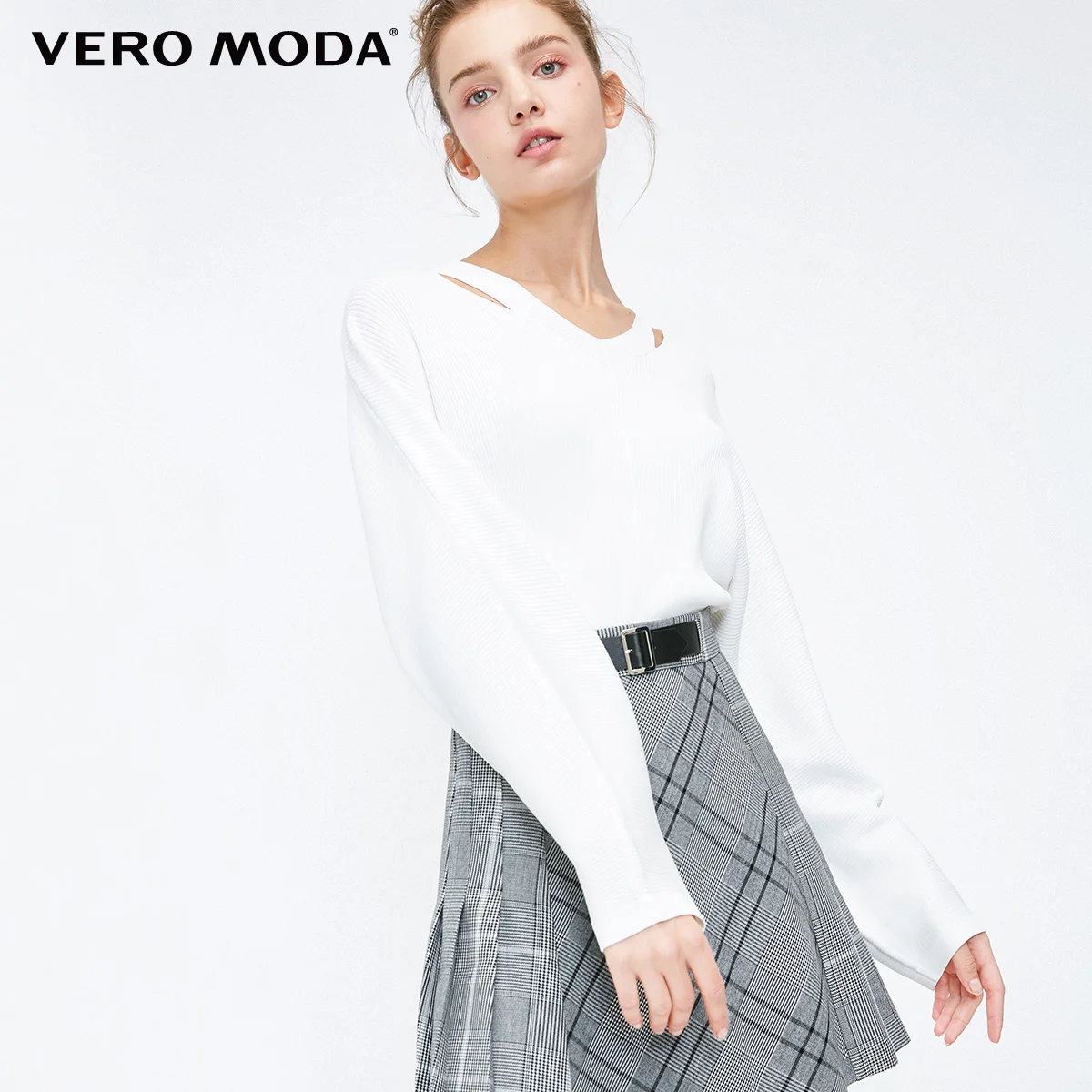 Vero Moda женские классические v-образным вырезом с открытыми плечами рукава трикотажные | 318424510 - Цвет: Snow white