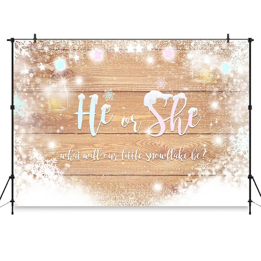 Banners Signs Christmas Gender Reveal Snowflake Gender Reveal Decorations He Or She Snowflake Banner He Or She Gender Reveal Banner Paper Party Supplies