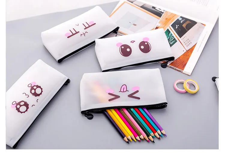 kpop cute kawaii cartoon Funny expression pencil case pencil box school student office stationery storage pencil bag kids gift