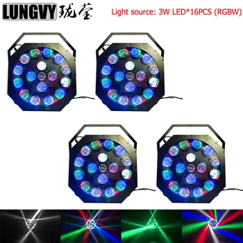 

Free Shipping 4pcs/lot LED Whirlwind Par 16x3w RGBW Color Lighting Strobe DMX For Atmosphere Of Disco DJ Music Party Club Dance