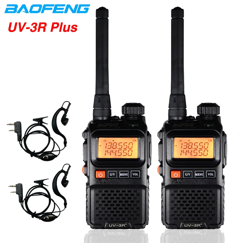2 шт BAOFENG UV-3R+ дальняя Беспроводная портативная рация 136-174/400-470 МГц двухдиапазонный аварийный fm-приемопередатчик UV 3R Plus