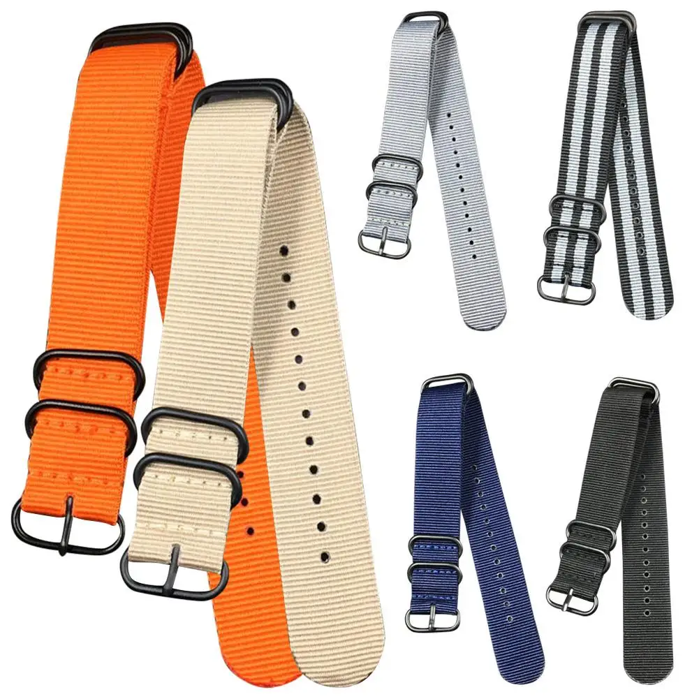 

Nylon NATO 20/22/24mm Striped Replacement Universal Adjustable Watch Band Wrist Strap Accessories Нейлоновый ремешок для часов