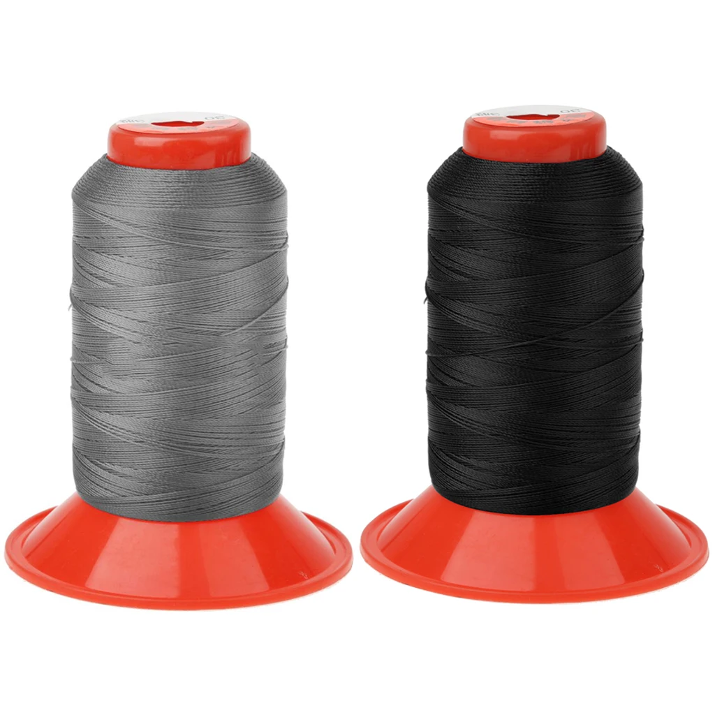 2Pcs Black & Grey Strong Nylon Sewing Thread 500 meters Heavy Duty Spools