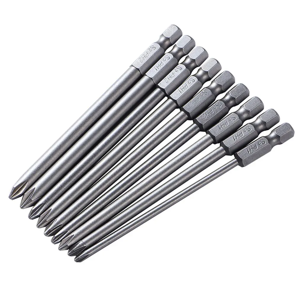 

9pc PH2 Magnetic Screwdriver Bit S2 Steel 100mm Long For Electric Screw Driver