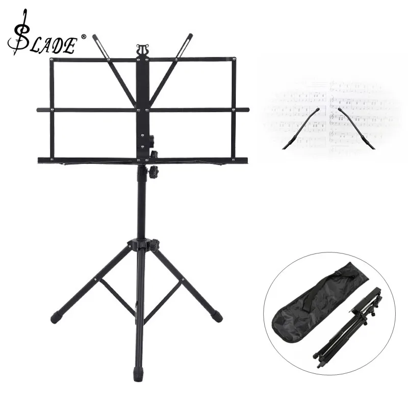 Foldable Music Stand Holder Sheet Tripod Aluminum Alloy Height Adjustable with Carry Bag for Musical Instrument | Спорт и