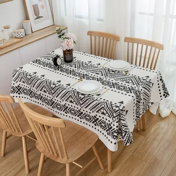 

Rectangular Cover Washable Moroccan Style Decorative Oilproof Kitchen Table Cloth Dining Elegant Geometric Pattern Anti Dirt