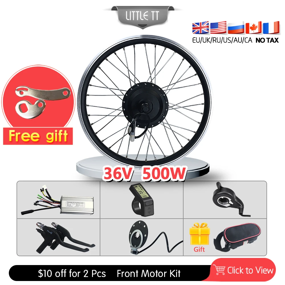 US $101.79 36V 500W Electric Bicycle Conversion KIt Brushless Gear 1628 Inch 700C Front Hub Motor Wheel For Electric Conversion Kit