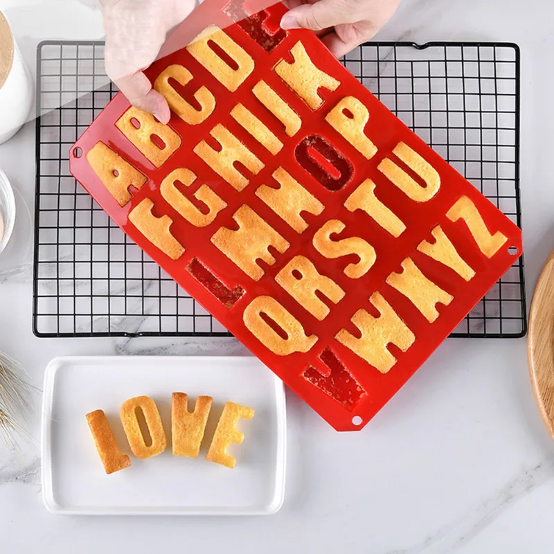 

33x22.5cm Red Letter Silicone Cake Mold DIY Biscuit Chocolate Fondant Ice Food Grade Silicone Baking Mold Kitchen Accessories