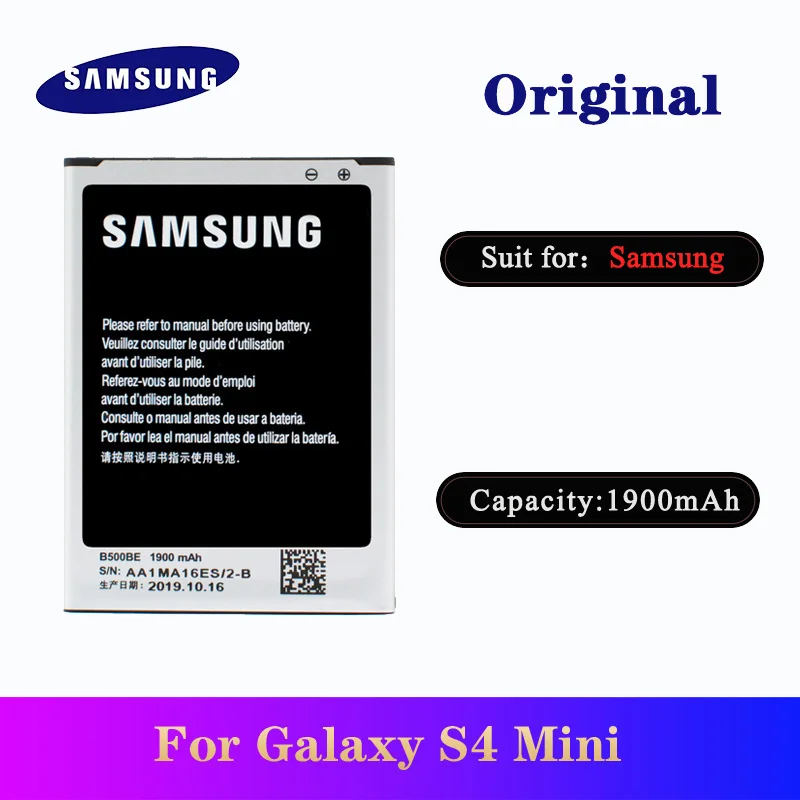 

Battery For SAMSUNG Galaxy S4 Mini I9190 I9192 I9195 I9198 1900mAh B500BE Original High Quality phone replacement batteria AKKU