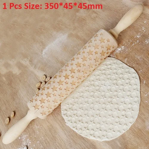 1PC l Рождественская скалка для теста, Деревянная Рождественская скалка для тиснения, палочка для выпечки, кондитерский инструмент, Рождественское украшение для дома - Цвет: 1PC l