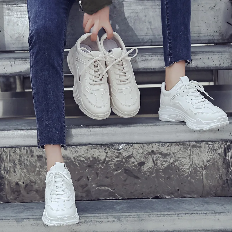 Kopen Sneakers Vrouwen Lente Herfst Nieuwe Vrouwen Schoenen Flats Platform Schoenen Pu Leer Mode Toevallige Cross gebonden Zapatos De Mujer 2020