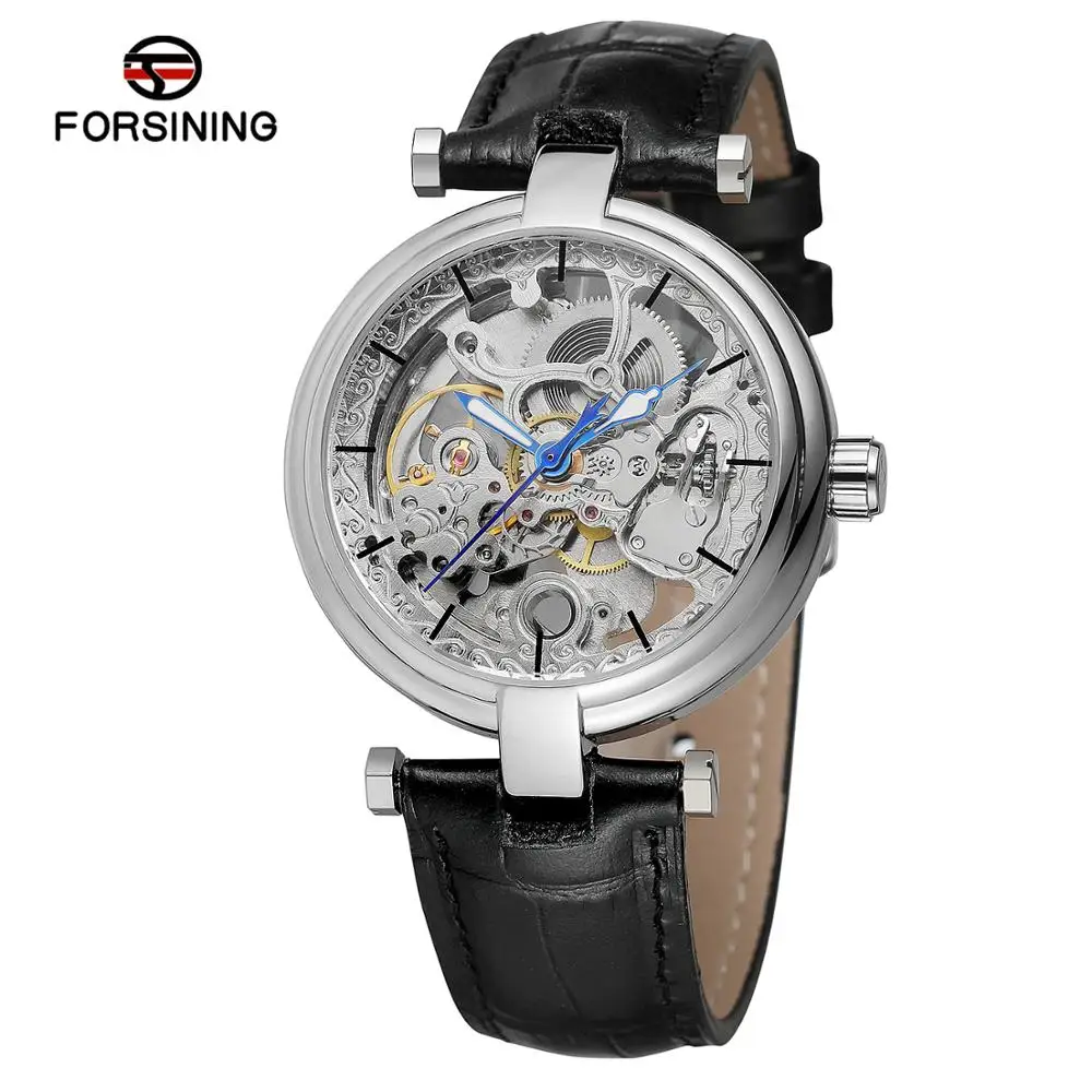 

Forsining Brand Luxury Golden Skeleton Clock Gold Fashion Blue Hands Waterproof Men's Automatic Watches Relogio Masculino