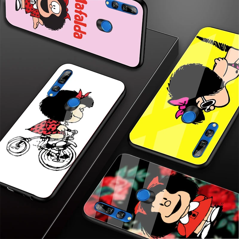 Mafalda Kính Cường Lực Điện Thoại Ốp Lưng Cho Huawei Honor 8X 9 10i 20i 20Lite 20Pro 30 Pro Vỏ cute phone cases huawei